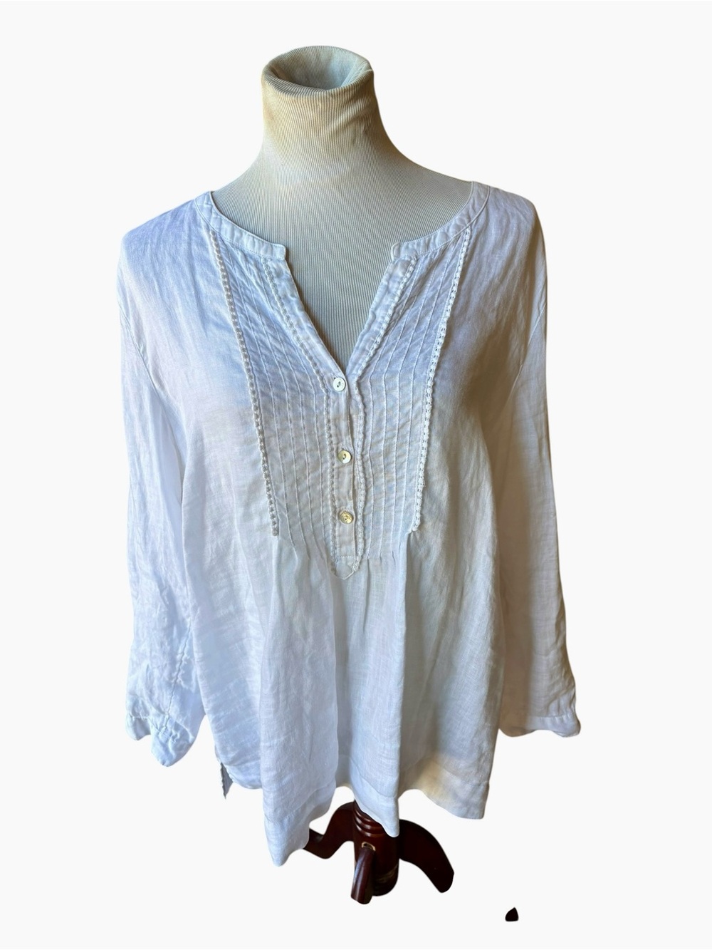 J. Jill White Pintuck Peasant Blouse size XL